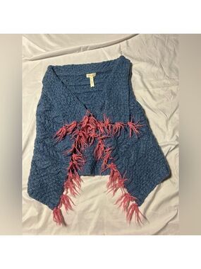 Matilda Jane Make Believe Mirror Image Sweater Vest Size 8 Blue Pink
